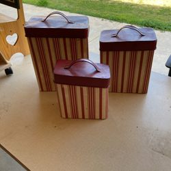Three Vintage Hoosier Canisters From My Grandmothers Pantry