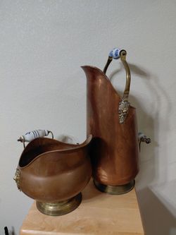 Vintage Umbrella Holder and Coal Ash Scuttle with Lions