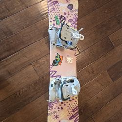 120cm Girls Pink 120cm K2 Kandi Snowboard With Whitr FLOW bindings