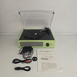 Vinyl Record Player w 2 Stereo Speakers Belt Driven VTG Turntables 3 Speed 3 Size Wireless Bluetooth