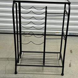 Black Wine Rack With Glass Top