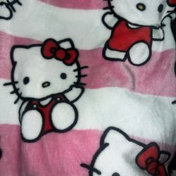 Hello Kitty Blanket Pink And White Stripes