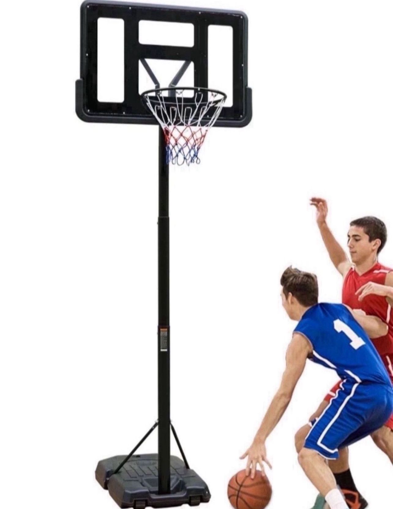 Portable Basketball Hoop Height Adjustable Basketball Hoop Stand 6.6ft - 10ft with 44 Inch Backboard and Wheels for Adults Teens Outdoor Indoor