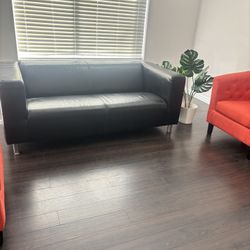 IKEA Black Leather Sofa Couch