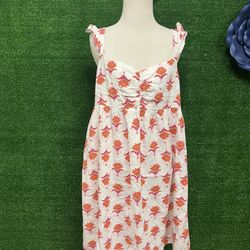 J Crew White Floral Ruffle Strap Dress Size 10 NWT Brand New 