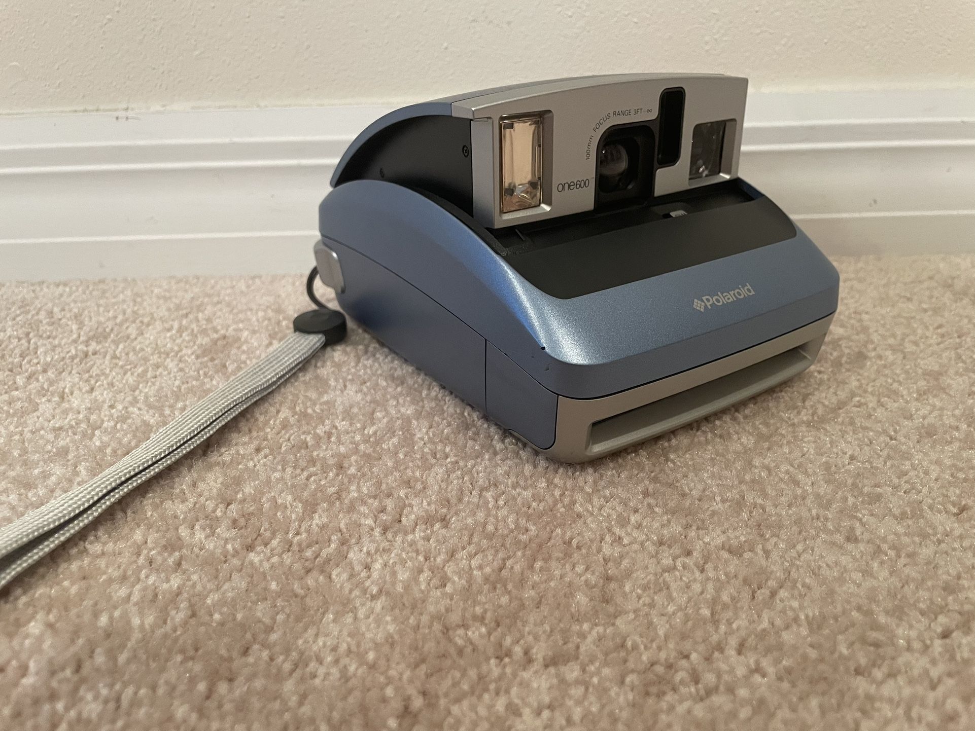 Polaroid One 600 Instant Film Camera Blue W/ Hand Strap