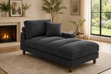 Dark Gray Corduroy Chaise