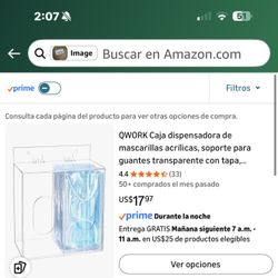 QWORK Caja dispensadora de mascarillas acrílicas, soporte para guantes transparente con tapa,...