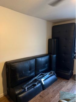 Black leather couch OBO