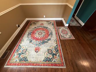 MATCHING JEWEL TONE RUG SET – 3 RUGS – FRESHLY PROFESSIONALLY CLEANED