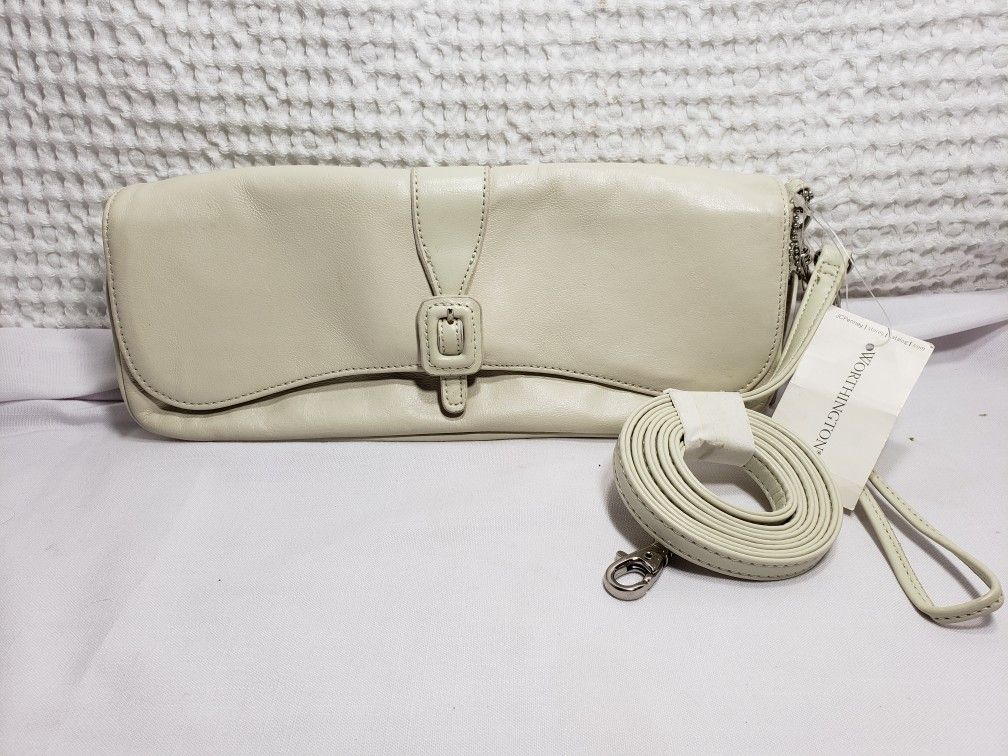 New Worthington clutch white Genuine Leather 