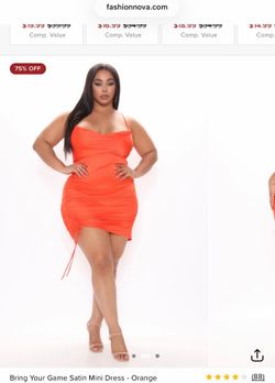 Orange summer satin dress 1XL