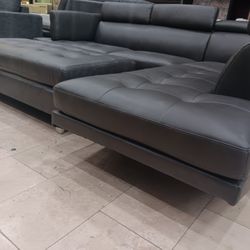 *Black Friday Now!!!*---Stunning Ibiza Gray Leather Sectional Sofa W/Ottoman---Only $999!!!---Delivery And Financing👍