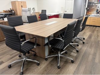 Modern Walnut Conference Table 48”x96” - Cable Management, Knife Edge - Custom Sizes/Colors Available