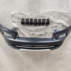 Complete Front Bumper Assembly For 2014 2015 2016 2017 2018 Jeep Cherokee With Upper And Lower Grilles
