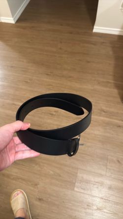 Black Leather Belt with Silver Buckle