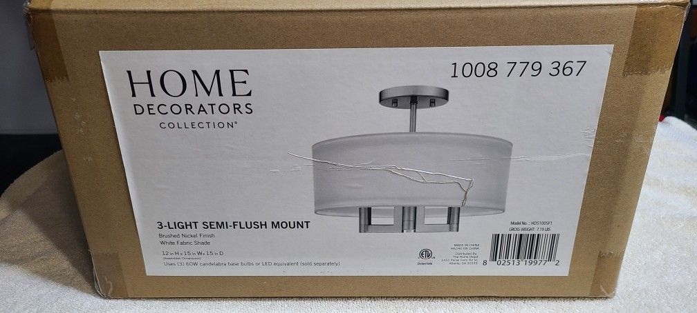 New Home Decorators Hiddenbrook 15" 3-light Brushed Nickel Interior Light
