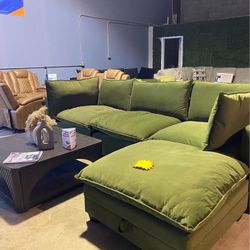 Brand New Green Velvet Sectional Sofa 