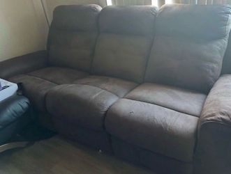 Brown Suede Like Sofa Loveseat