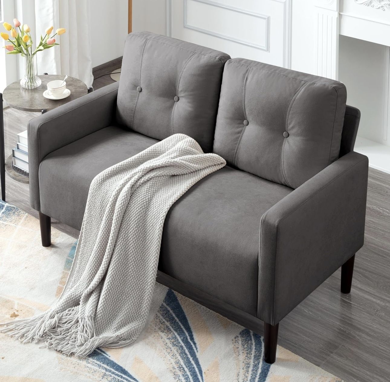 51.2" Loveseat Sofa, Small Couch For Small Space,Dark Gray