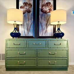 🔆🔆STUNNING DAGE GREEN FAUX BAMBOO dresser/buffet/changing table/sideboard/tv stand
