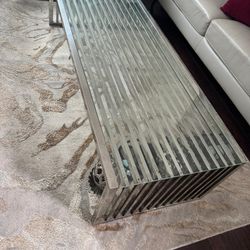 Silver and glass coffee table