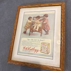 1913 Kellogg's Toasted Wheat Biscuit and Toasted Corn Flakes Ad Framed Vtg #trl7