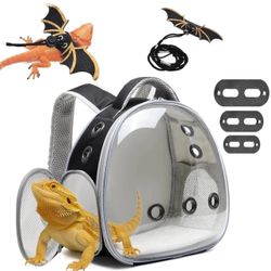 Bearded Dragon Lizard Backpack Carrier with Harness and Leash Set, Small Animal Carrier Backpack, Space Capsule Bubble Window, Small Pet Carrier Backp