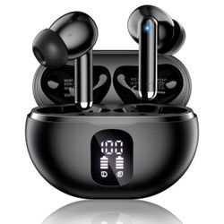 New Wireless Earbuds, Bluetooth 5.4 Headphones with 50H Playback, Deep Bass Stereo Ear Buds Clear Calls with LED Power Display, IPX7 Waterproof, in-Ea