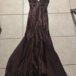 Jodi Kristopher Brown Satin Sleeveless Gown