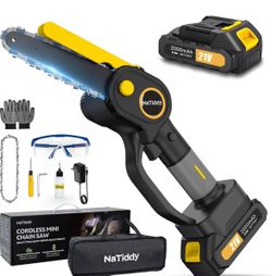 6 Inch Mini Battery Chainsaw GB-CS001 with 21V Rechargeable Battery Cordless Handheld Chainsaw for Tree Trimming and Wood Cutting,