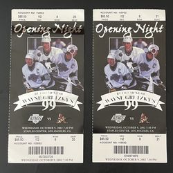 Tickets Retirement Of Wayne Gretzky s #99  Opening Night Staples Center Oct 9 2002