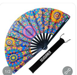 SoJourner Folding Rave Fan, Mandala Trippy Wonders