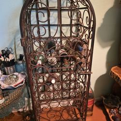 Antique Wrought Iron Wine Rack