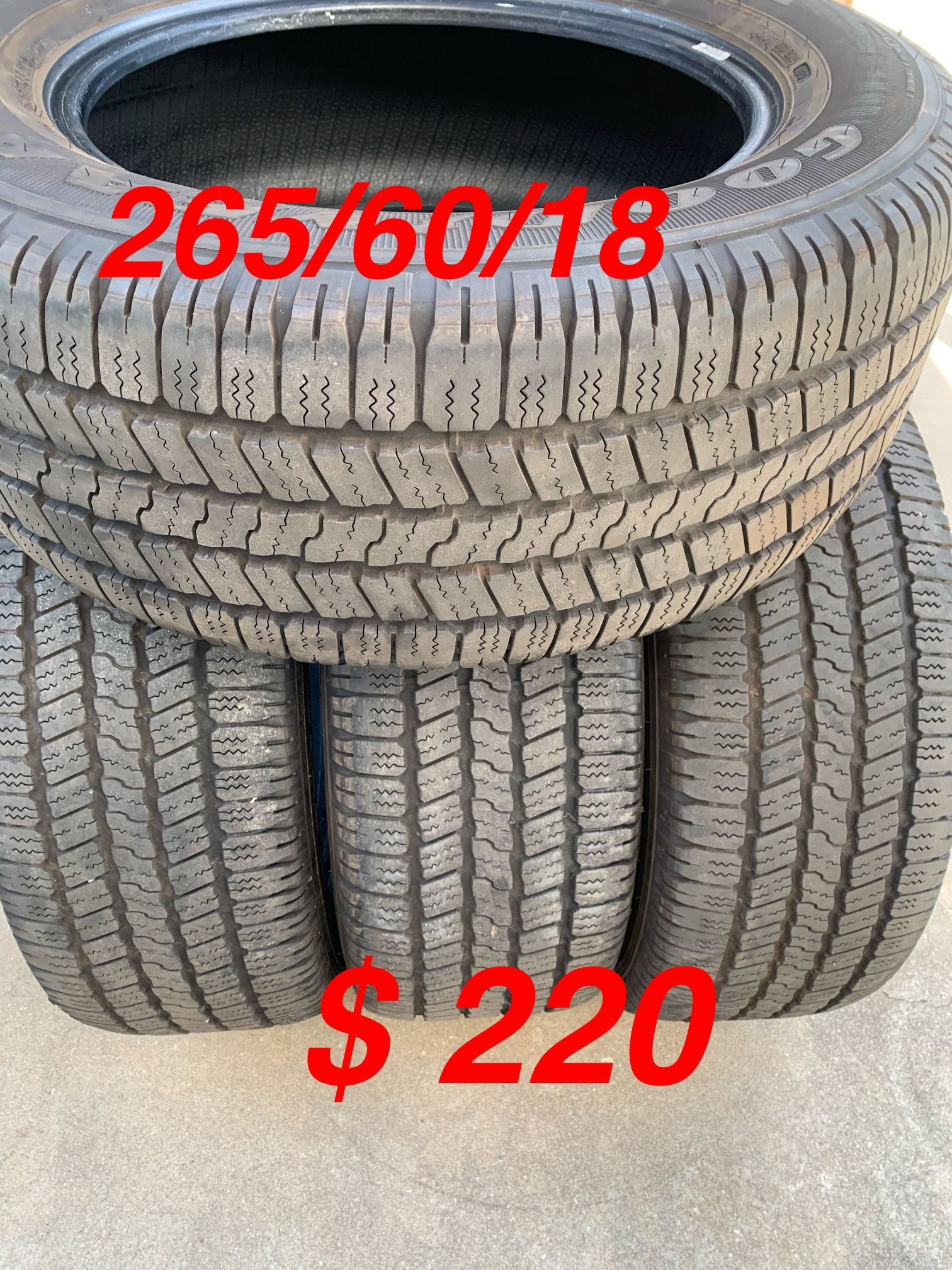 4 USED TIRES 265/60/18 - GOOD YEAR ( WRANGLER ).