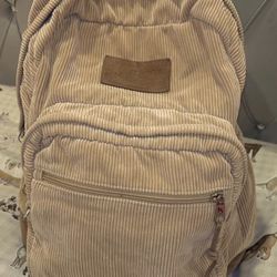 Jansport Tan Corduroy Suede Backpack Bag 90s