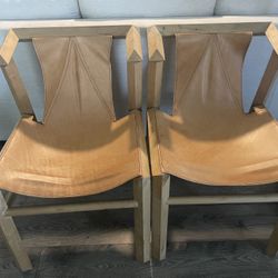 Chairs Set Of 4 Light Wood Cognac 