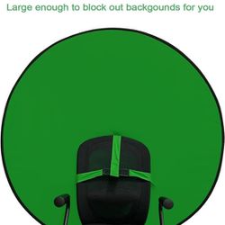 NEW! Portable Webcam Background Round Green Screen Chair Backdrop 57" (Strap)