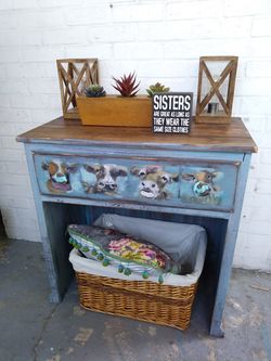 Adorable cow table/coffee bar with drawer