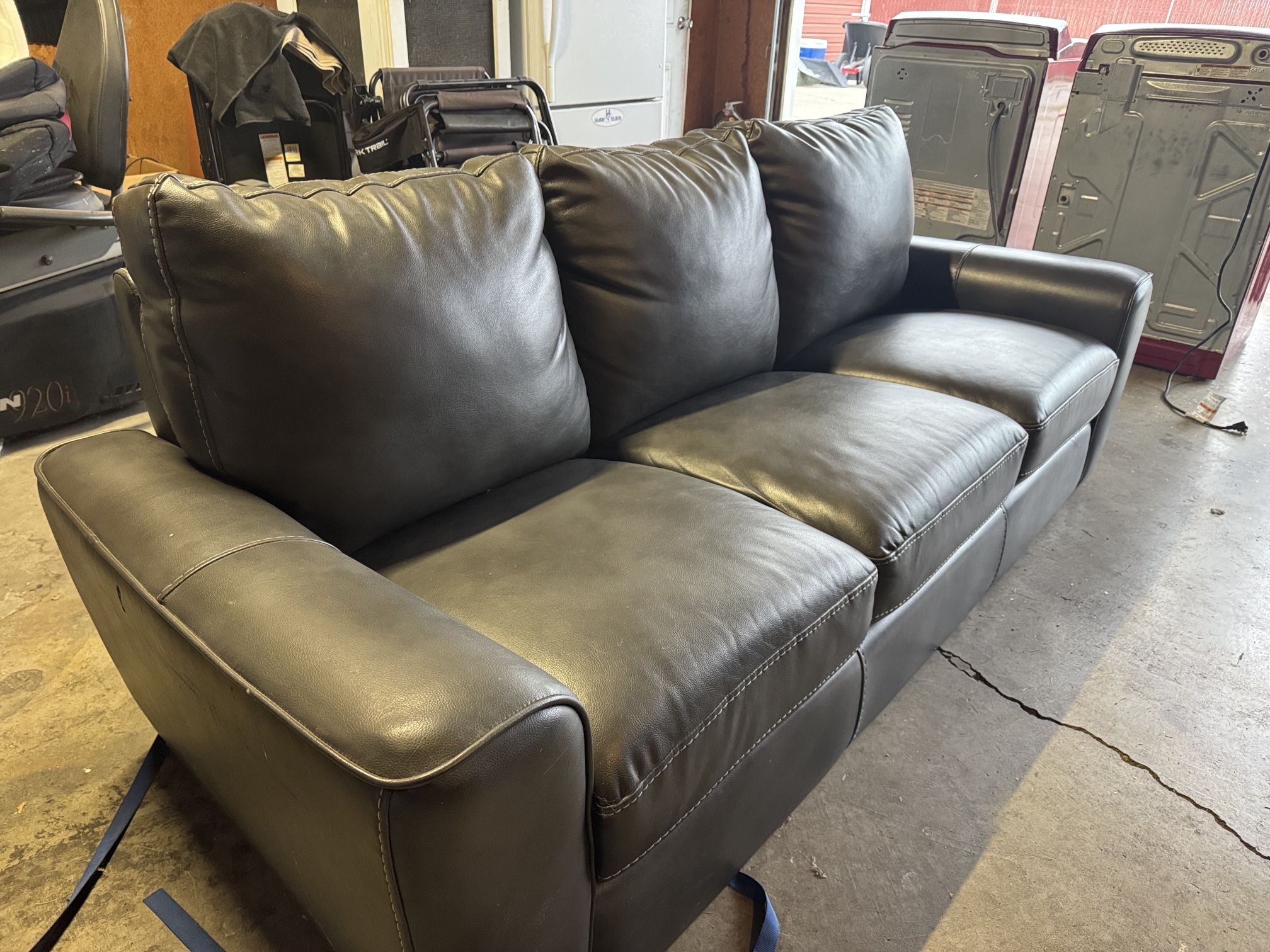 Grey leather couches