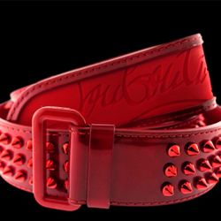 Christian Louboutin Leather Spikes Red Belt Loubi 100 Size 95 / 38 +RECEIPT, BOX