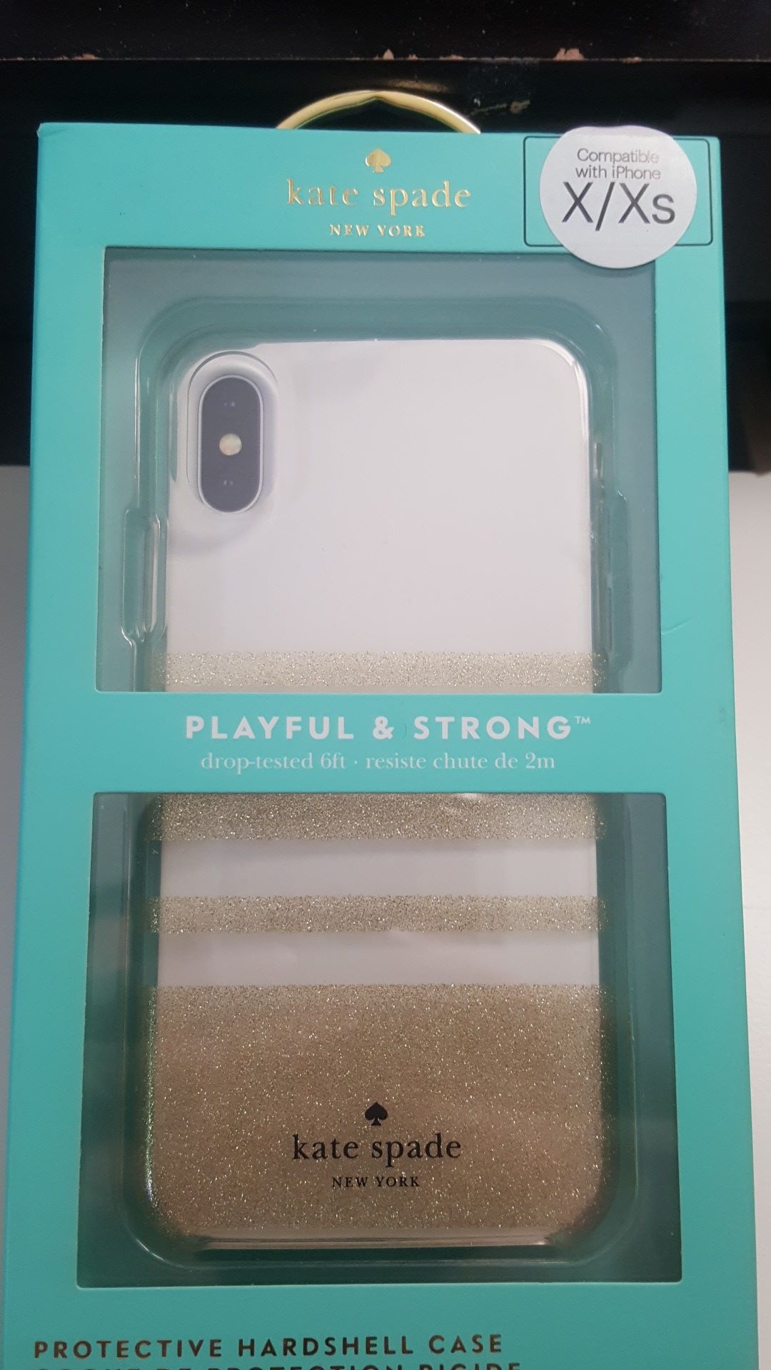 Case kate spade for iphone x/xs 5.8" clear-gold glitter used 8firm shiping only