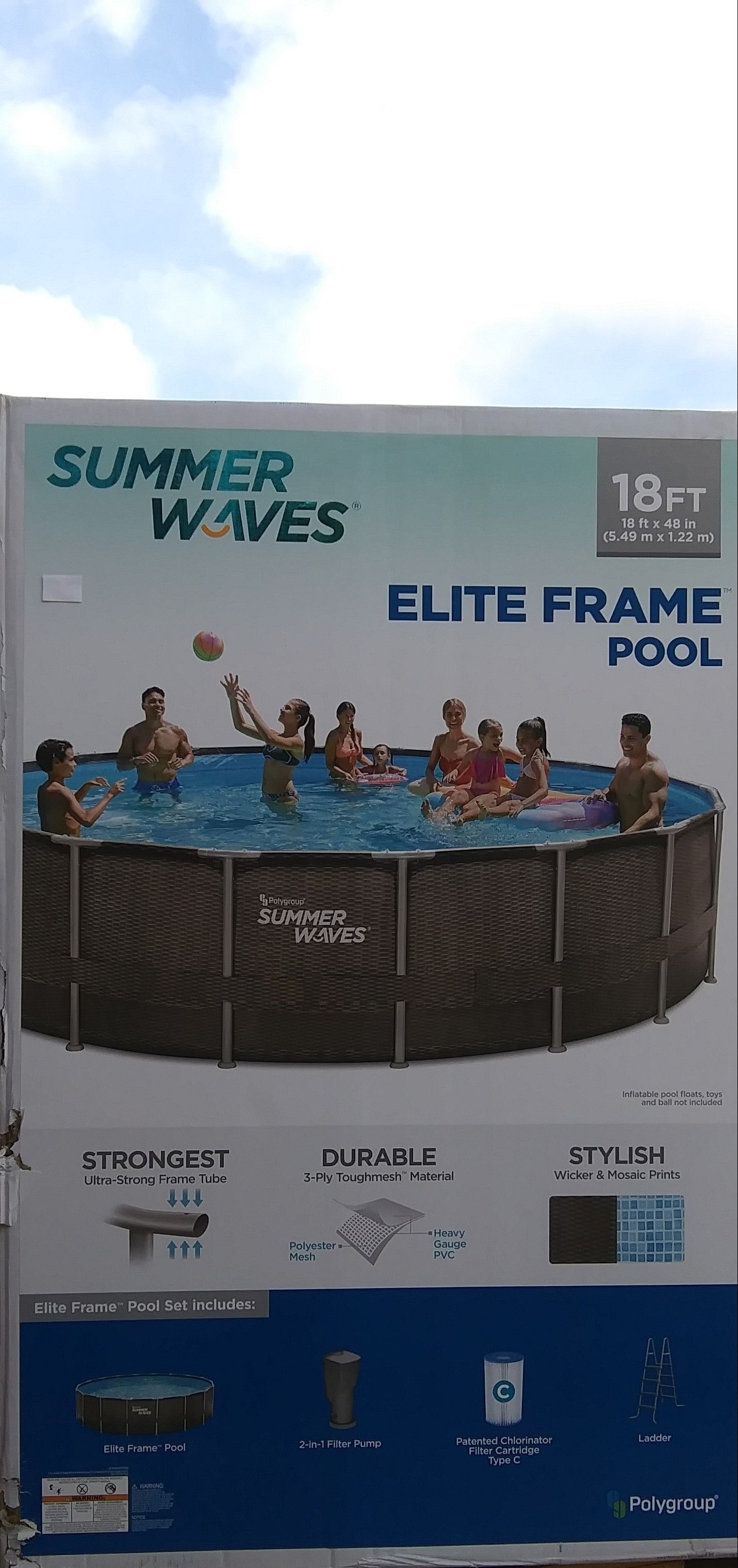 Summer Waves 18' x 48" Wicker Print Metal Frame Swimming Pool