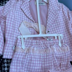 New Pink Plaid Girls Suit 12 Mos