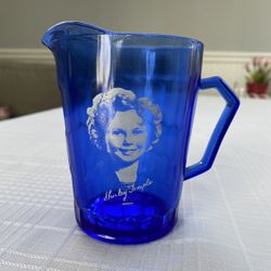 Vintage Shirley Temple blue glass Pitcher