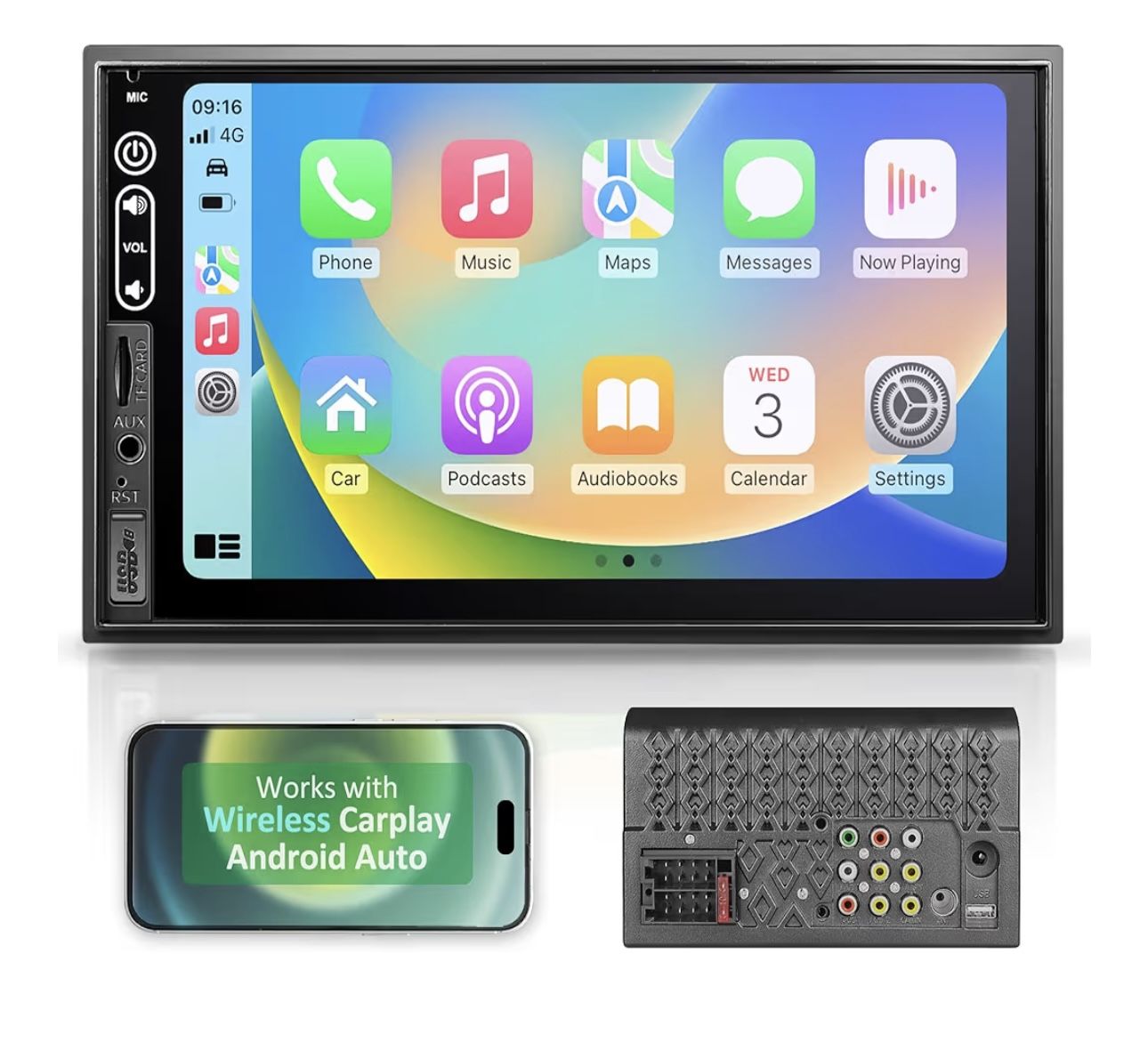 Double Din Car Stereo Compatible with Wireless Apple Carplay