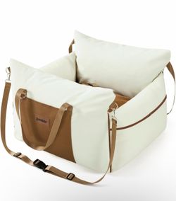 Dog Car Seat for Small Dogs - Waterproof Pet Booster Seat for Car with Clip-On Safety Leash, Soft Travel Carrier for Puppy up to 25 lbs, Memory Foam F