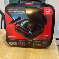 Press Play Travel Case for Nintendo Switch - incl. Grips, Charging Cable, Screen Protectors 
