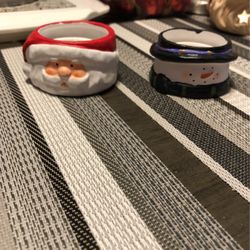 Christmas tea candle holders set of two