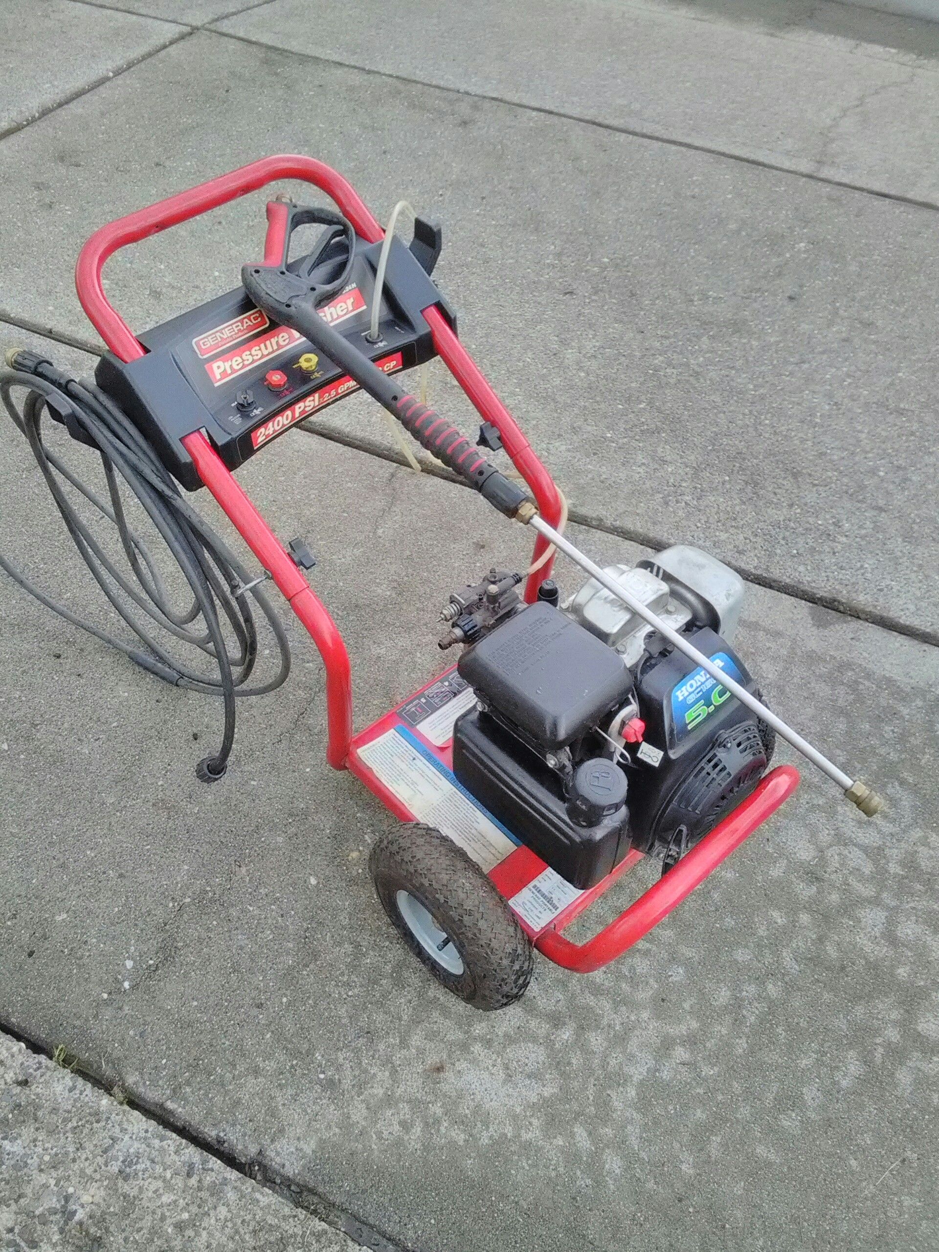 Generac 2400 psi pressure washer with Honda engine AS IS